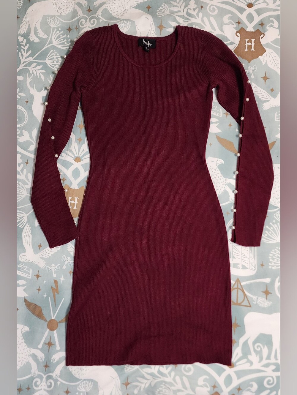 By&by Bodycon Sweater Dress With Pearls M